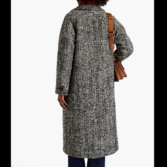 NWT TORY BURCH oversized tweed coat in black ivory size 10 ($1298) - Picture 3 of 13